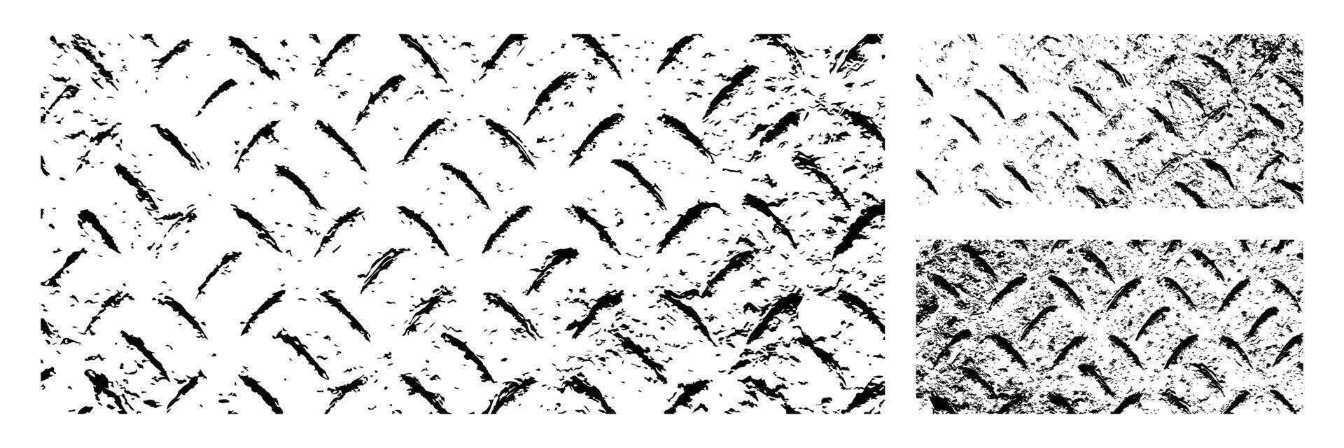 Set of Silhouette Steel Surfaces with Grungy Dirty Texture vector