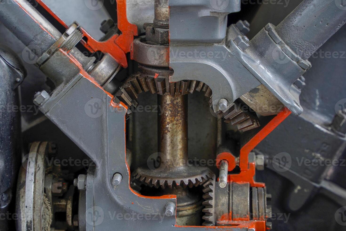 internal combustion engine close-up of a cross-section photo