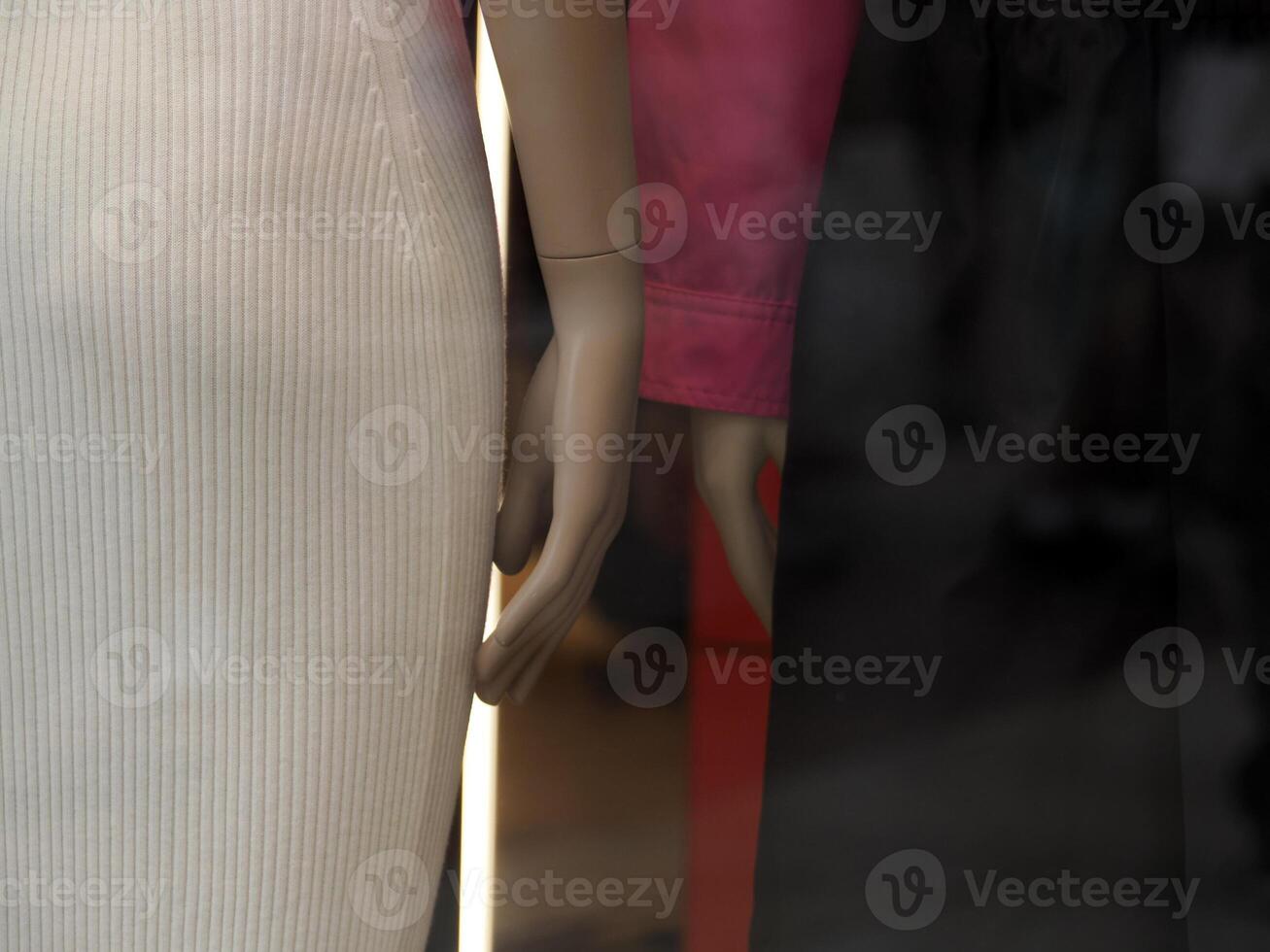 hand of mannequin detail on shop window photo