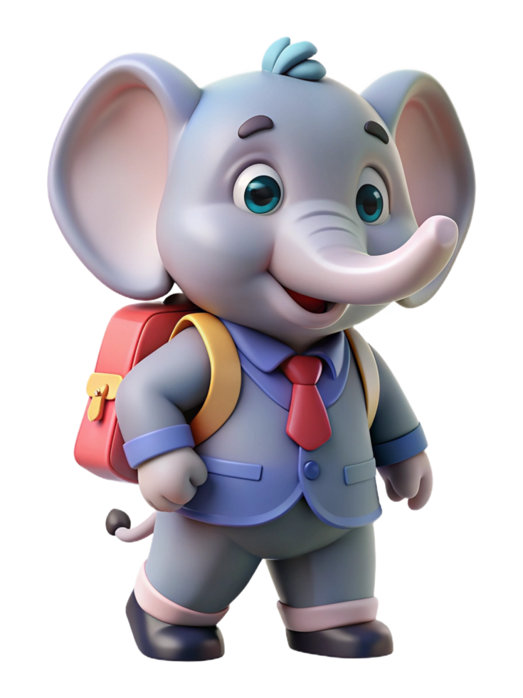 Elephant Back to School 3d Design png