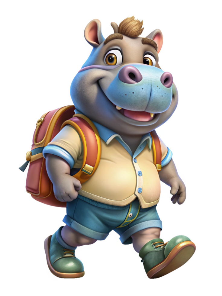 Hippo Back to School Mascot png