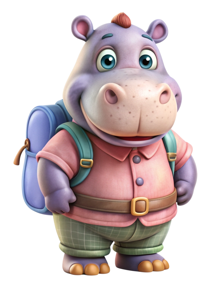 Hippopotamus Back to School Image png