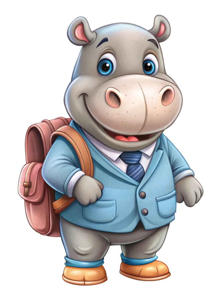 Hippopotamus Back to School Concept png