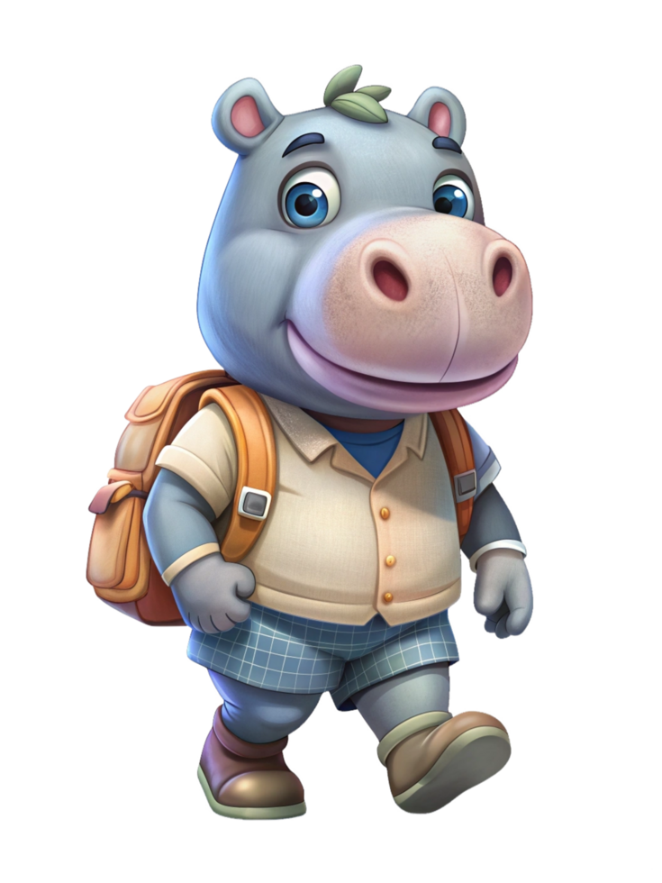 Hippo Back to School Art png