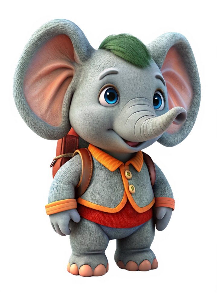 Elephant Animal Back to School 3d Illustration png