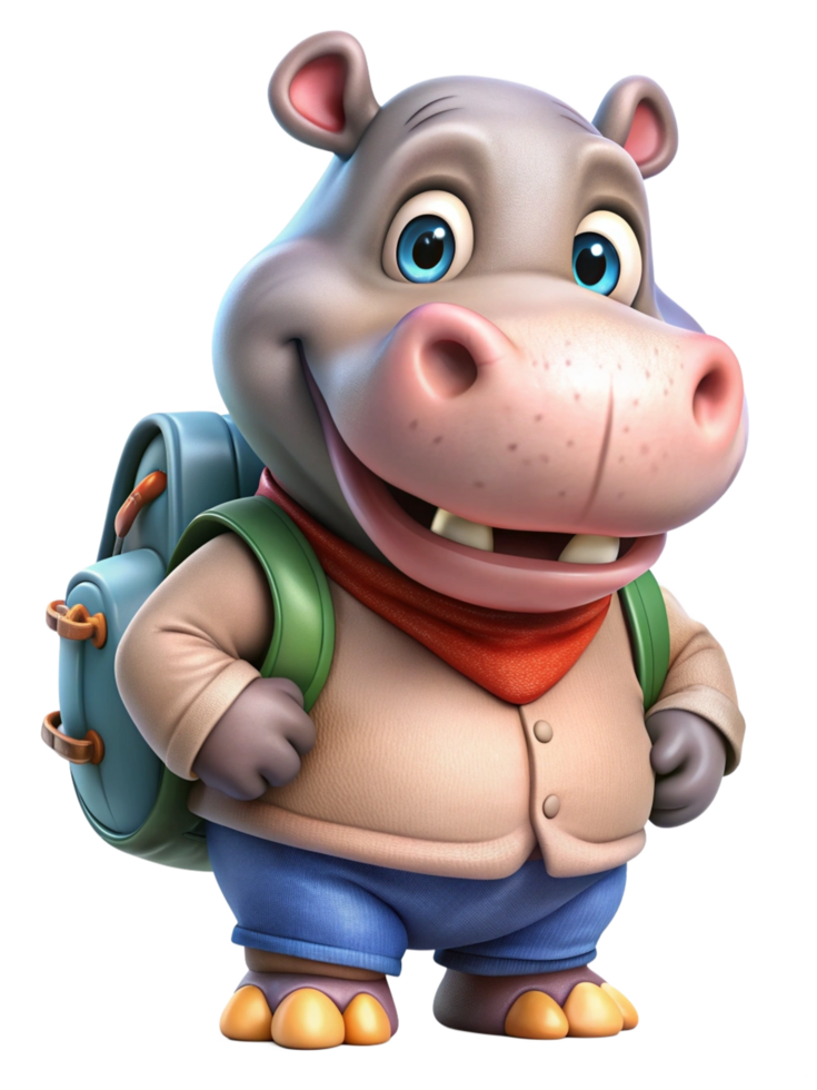 Hippopotamus Back to School Design png
