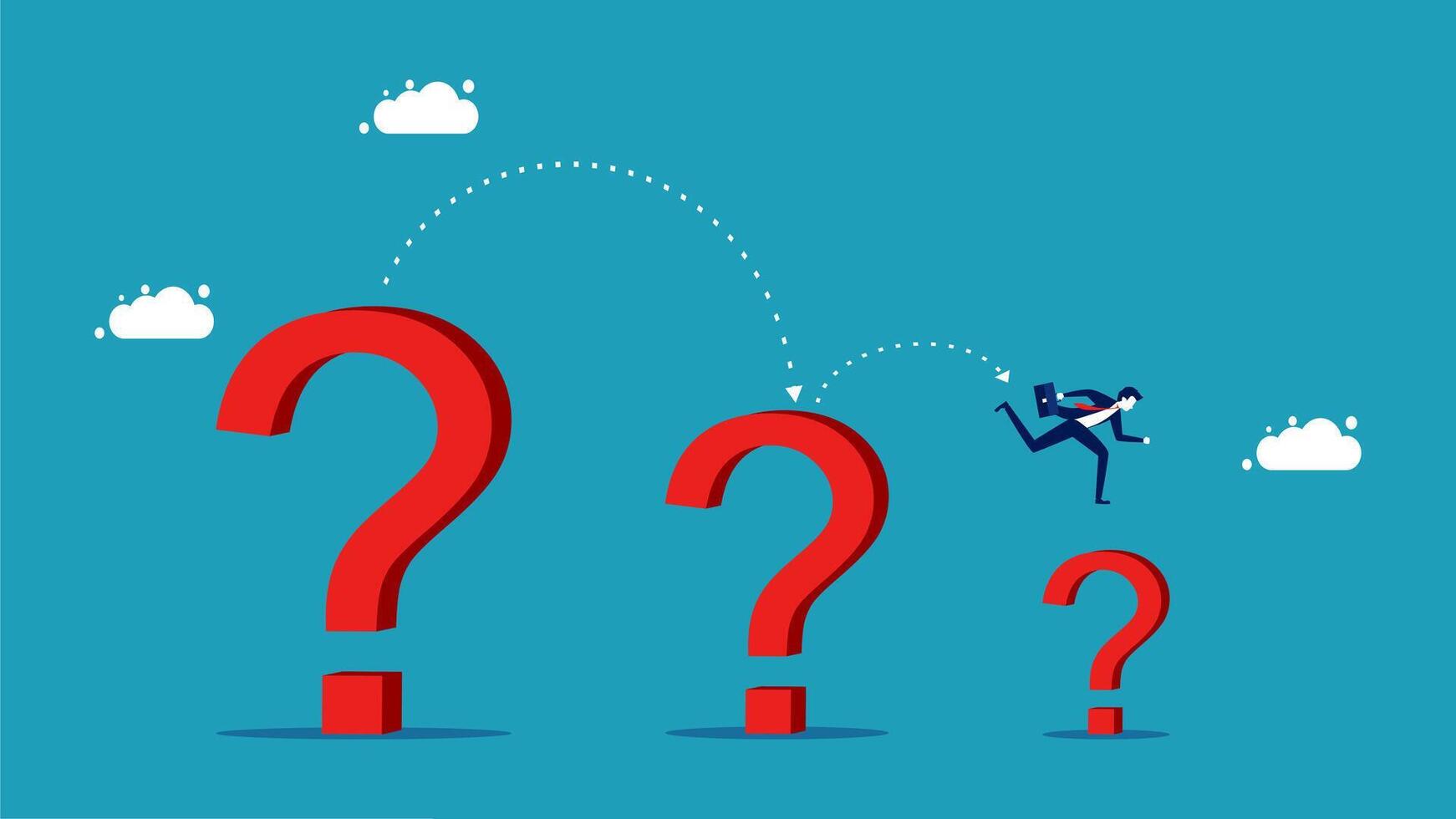 businessman is climbing up the question mark vector