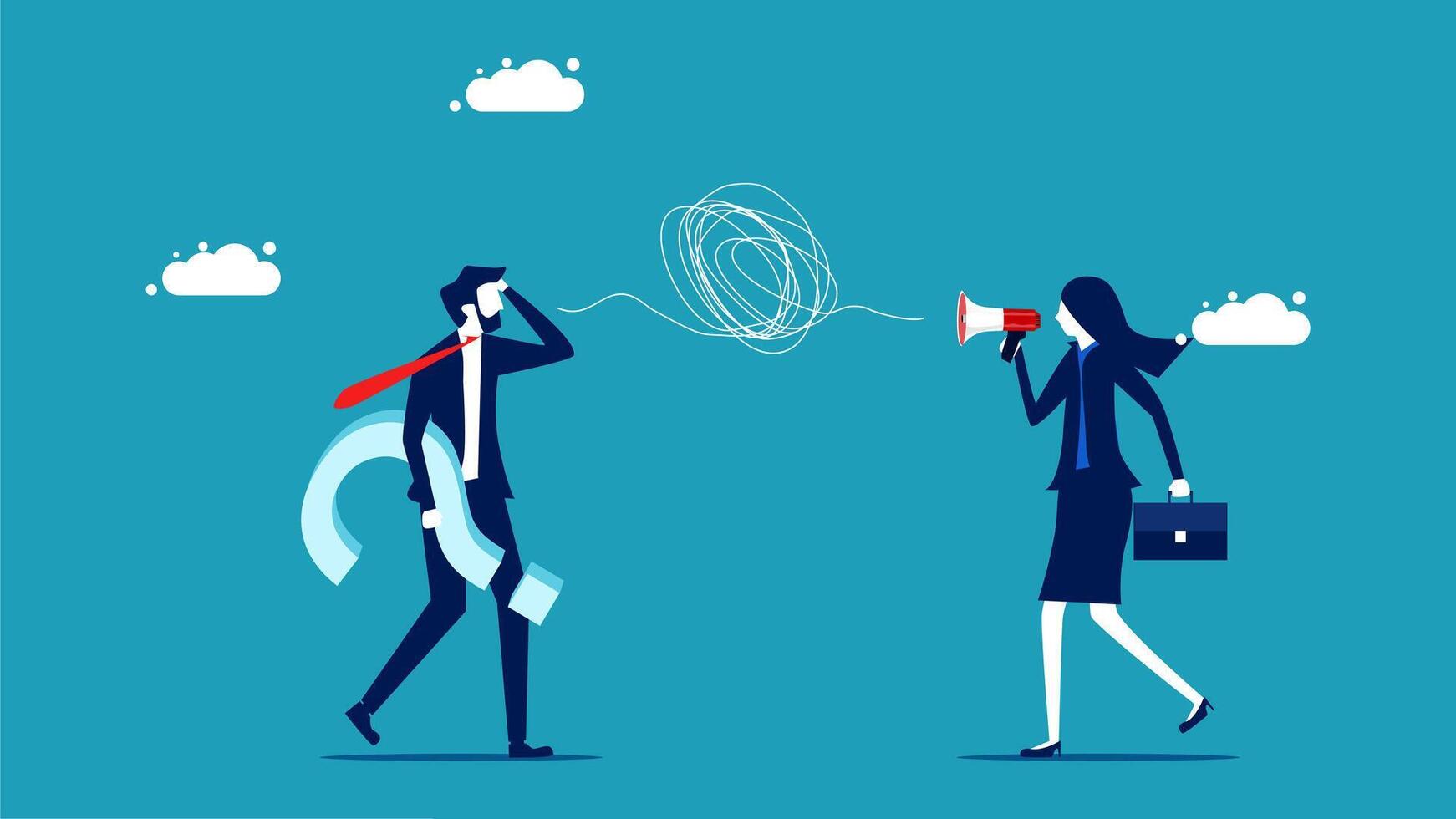 businessman and woman talking with a megaphone vector