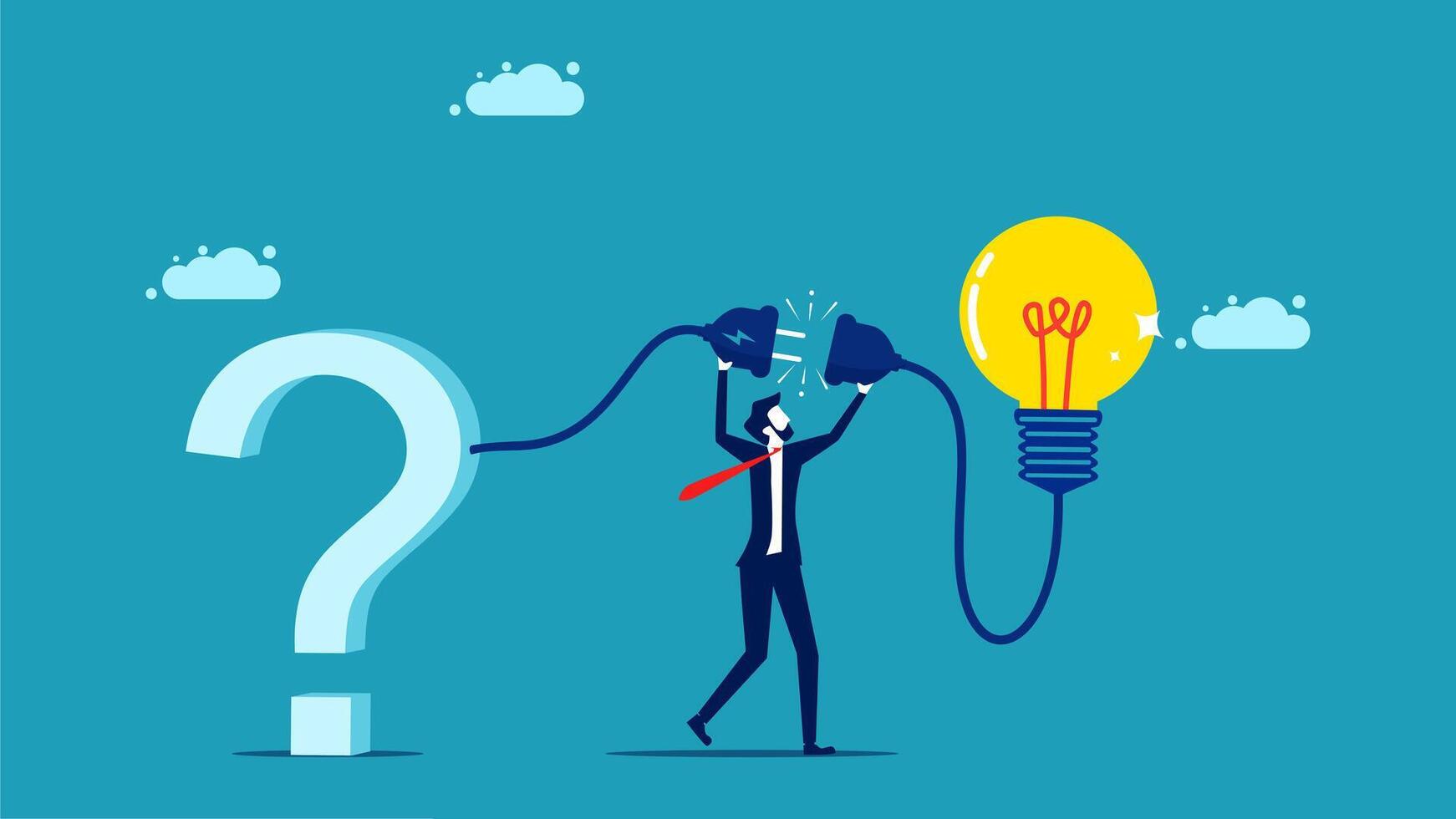 businessman with question mark and light bulb vector