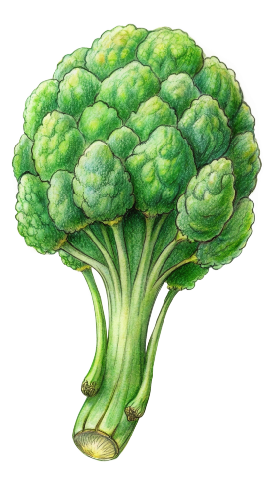 Flying Fresh Broccoli Hand Drawn Object png