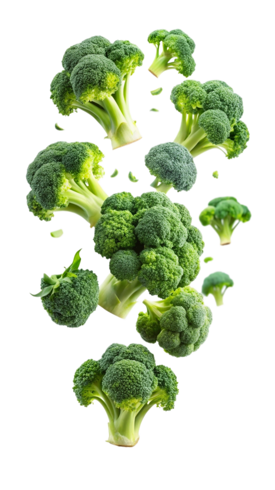 Flying Fresh Broccoli Vegetables Object png