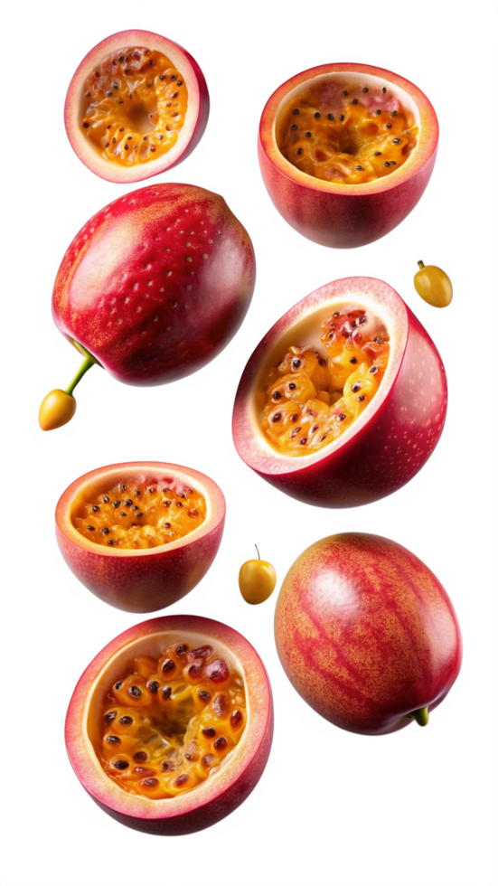 Flying Juicy Passion Fruits 3d Image png