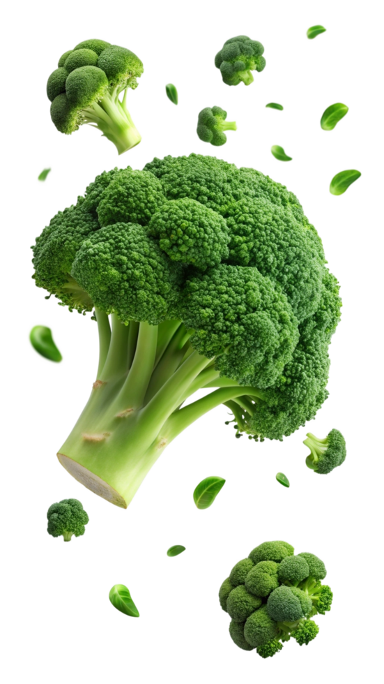 Flying Fresh Broccoli Render png
