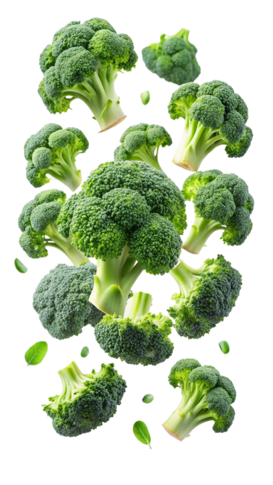 Flying Fresh Broccoli Vegetables Illustration png