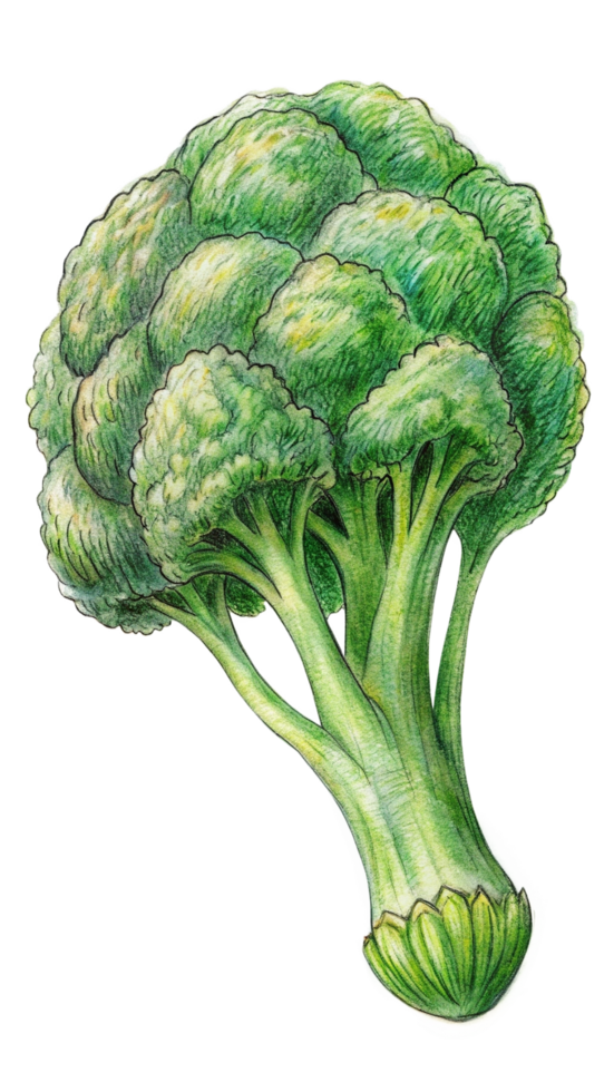 Flying Fresh Broccoli Hand Drawn Image png