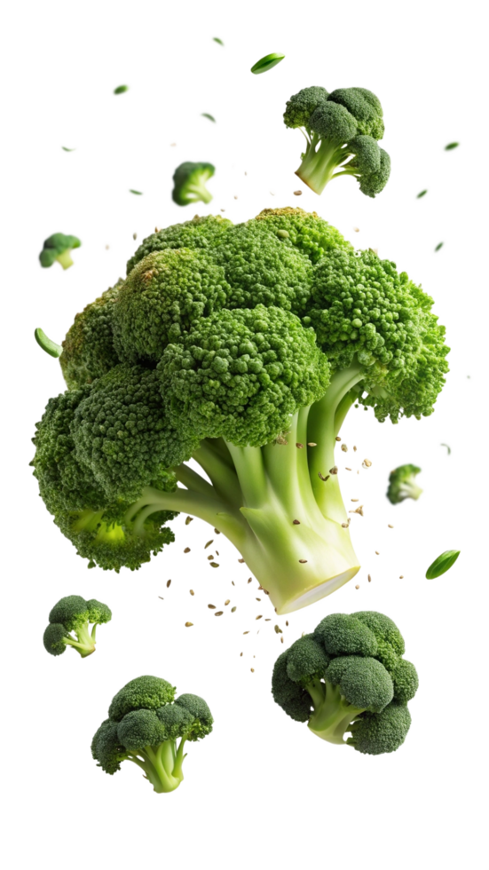 Flying Fresh Broccoli Image png