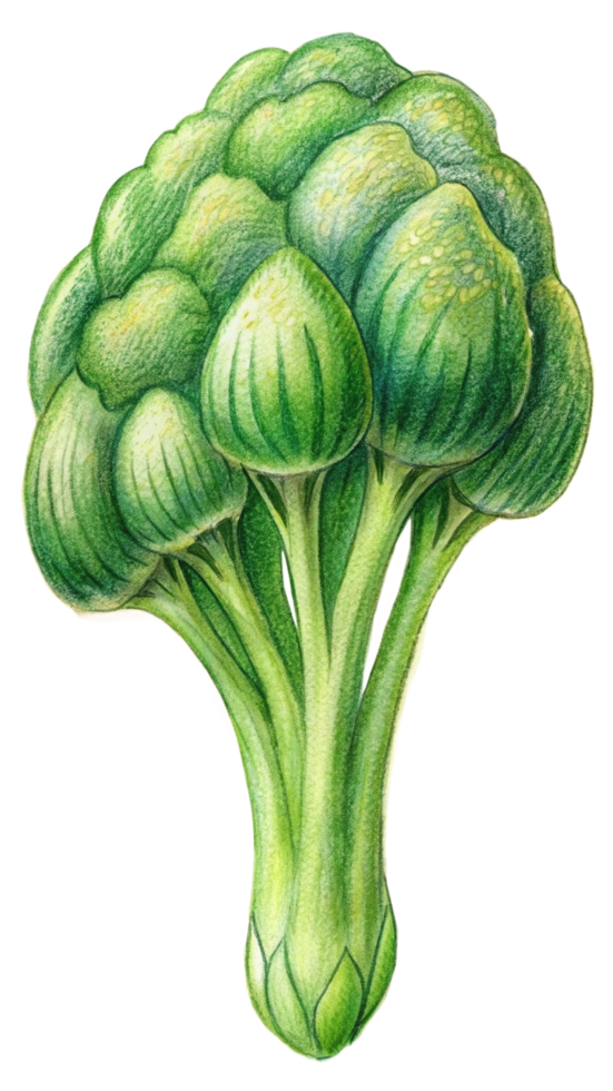 Flying Fresh Broccoli Hand Drawn Drawing png