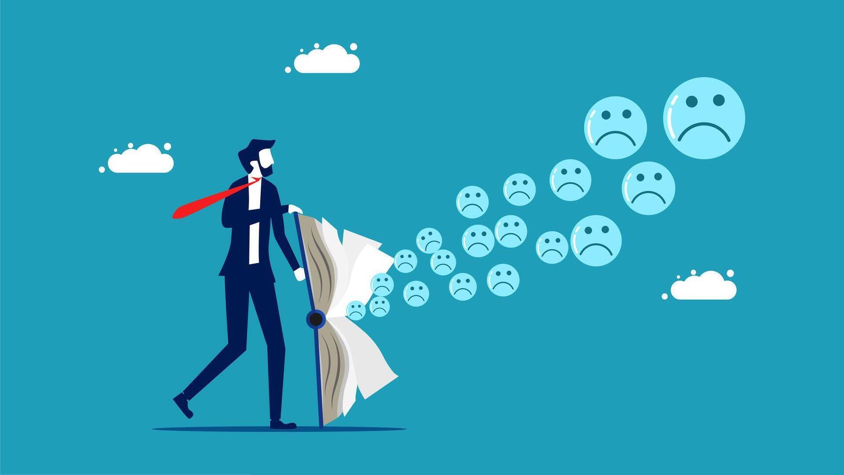 businessman with paper and emotions icons vector