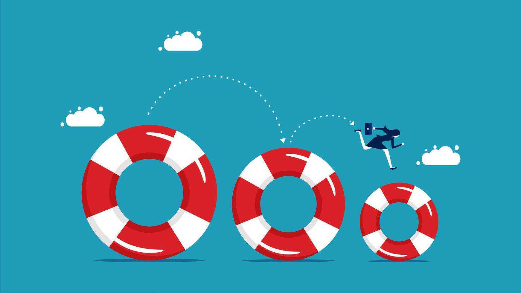 a man is jumping on a life preserver vector