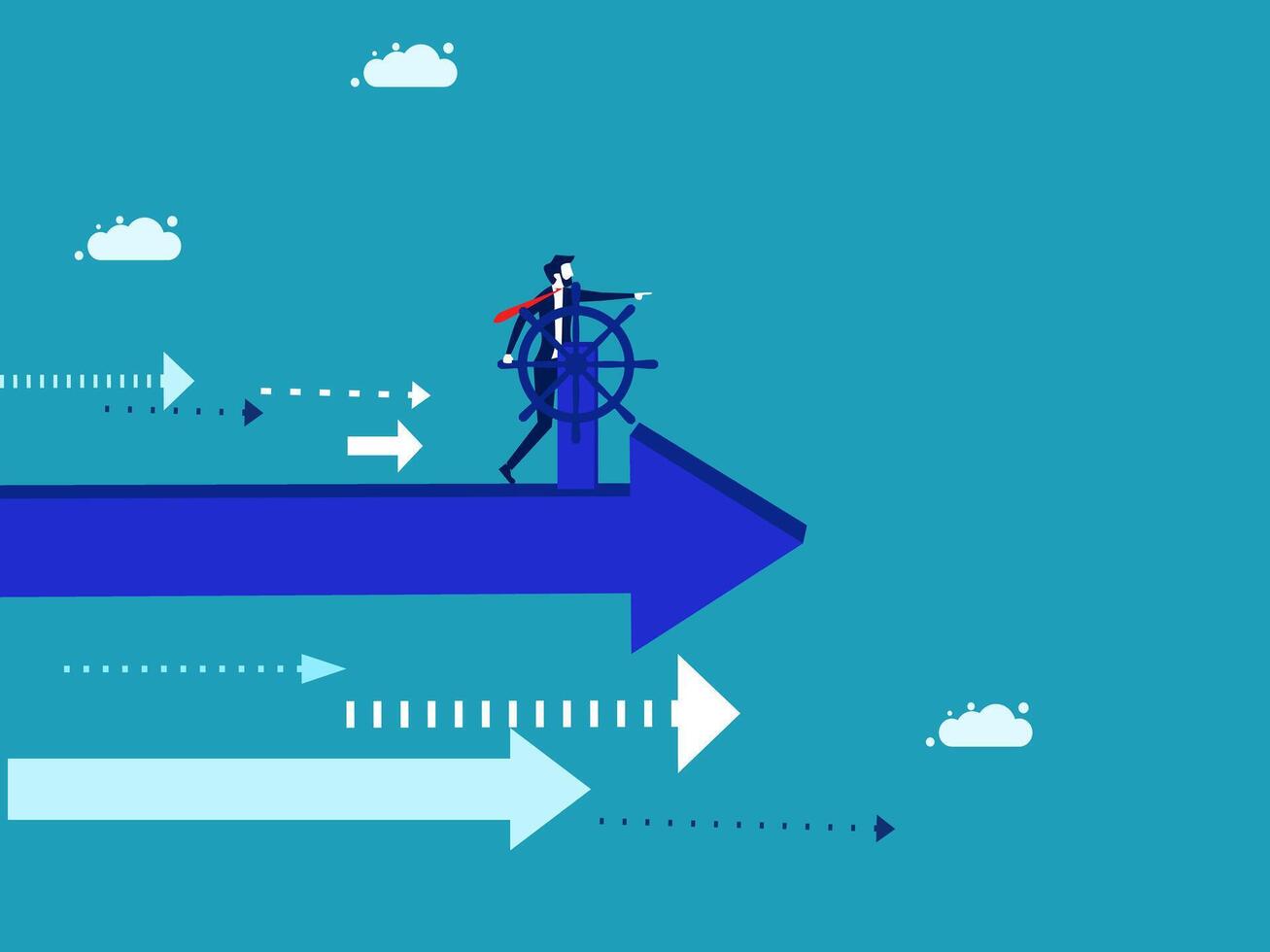 businessman standing on arrow pointing to the right direction vector