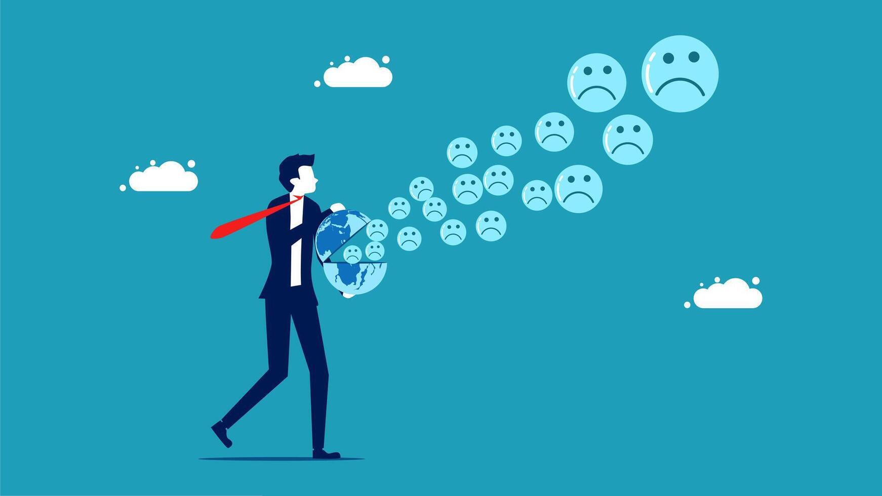 businessman with many emotions and emotions in his head vector