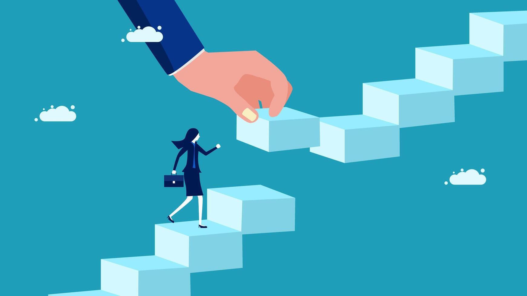 businessman climbing up a ladder to reach the top of a cube vector