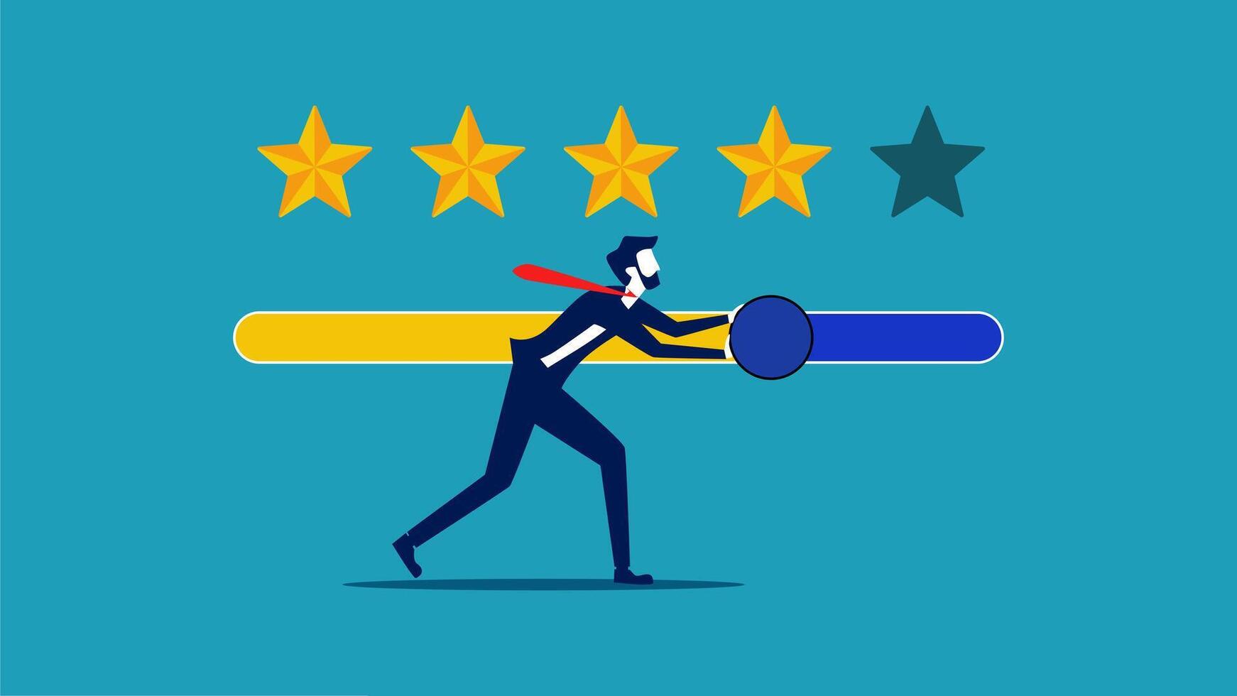 a man in a suit is pushing a ball through a wall of five stars vector