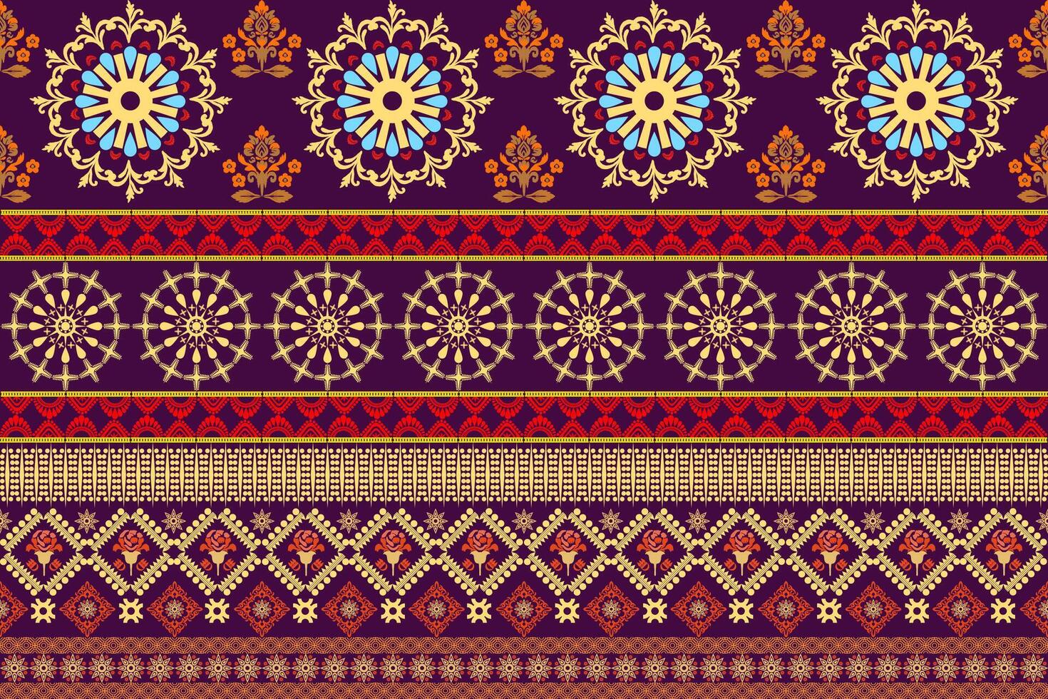 Floral background, geometric oriental seamless pattern, traditional orange, yellow design for background, carpet, wallpaper, clothing, wrapping, batik, fabric, embroidery pattern vector