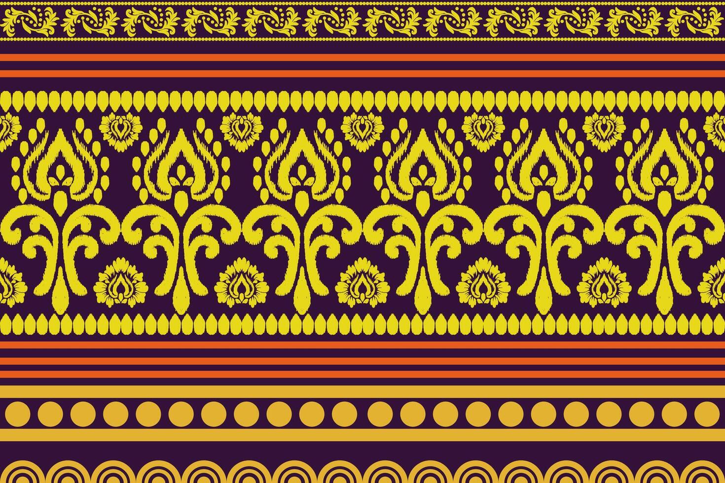 Floral background, geometric oriental seamless pattern, traditional orange, yellow design for background, carpet, wallpaper, clothing, wrapping, batik, fabric, embroidery pattern vector