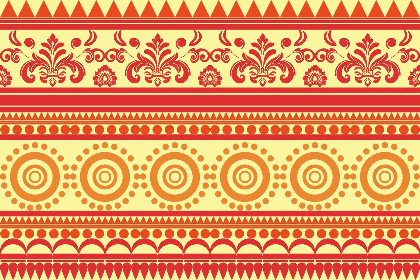 Floral background, geometric oriental seamless pattern, traditional orange, yellow design for background, carpet, wallpaper, clothing, wrapping, batik, fabric, embroidery pattern vector