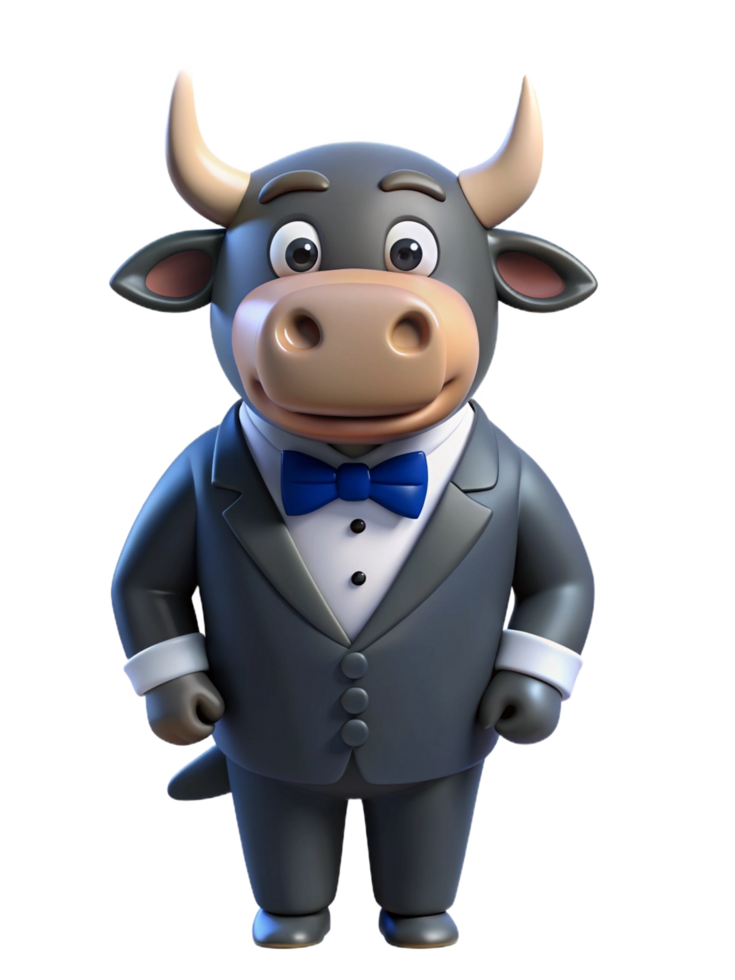 Bull in Tuxedo Suit 3d Image png