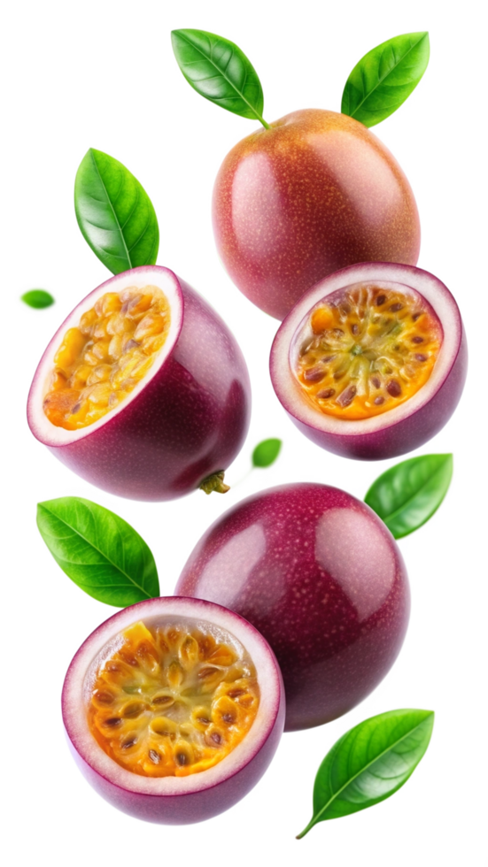 Flying Juicy Passion Fruits Image png