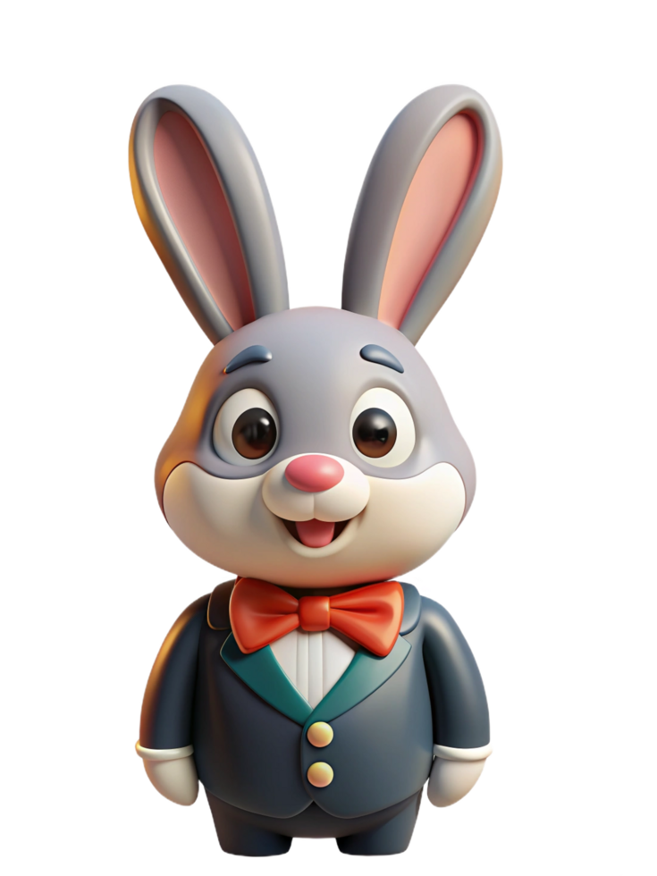 Rabbit in Tuxedo Suit 3d Illustration png