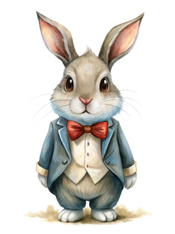 Rabbit in Tuxedo Suit Graphic png