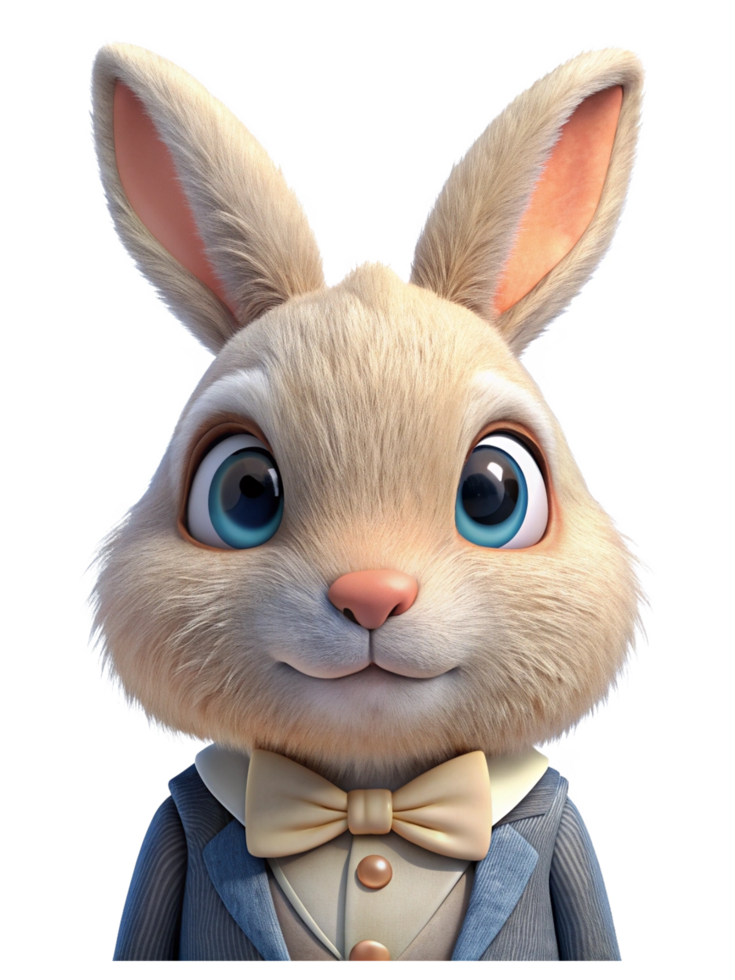 Rabbit Animal in Tuxedo Suit 3d Render png