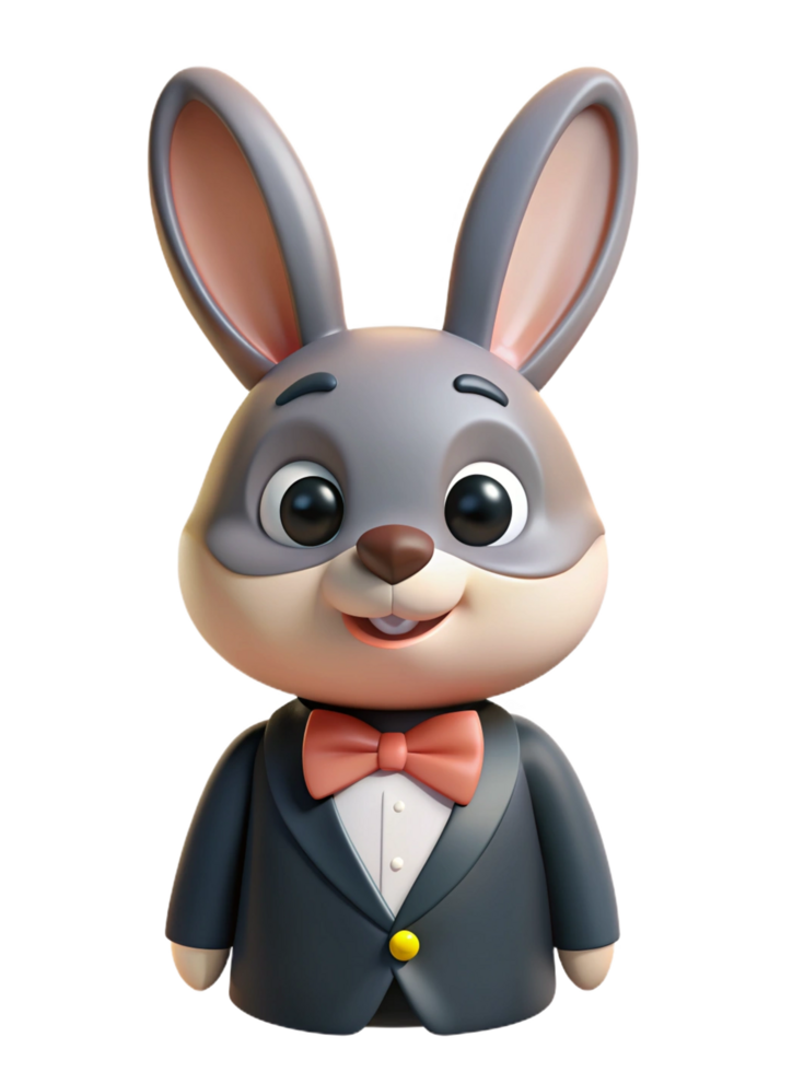Rabbit in Tuxedo Suit 3d Mascot png