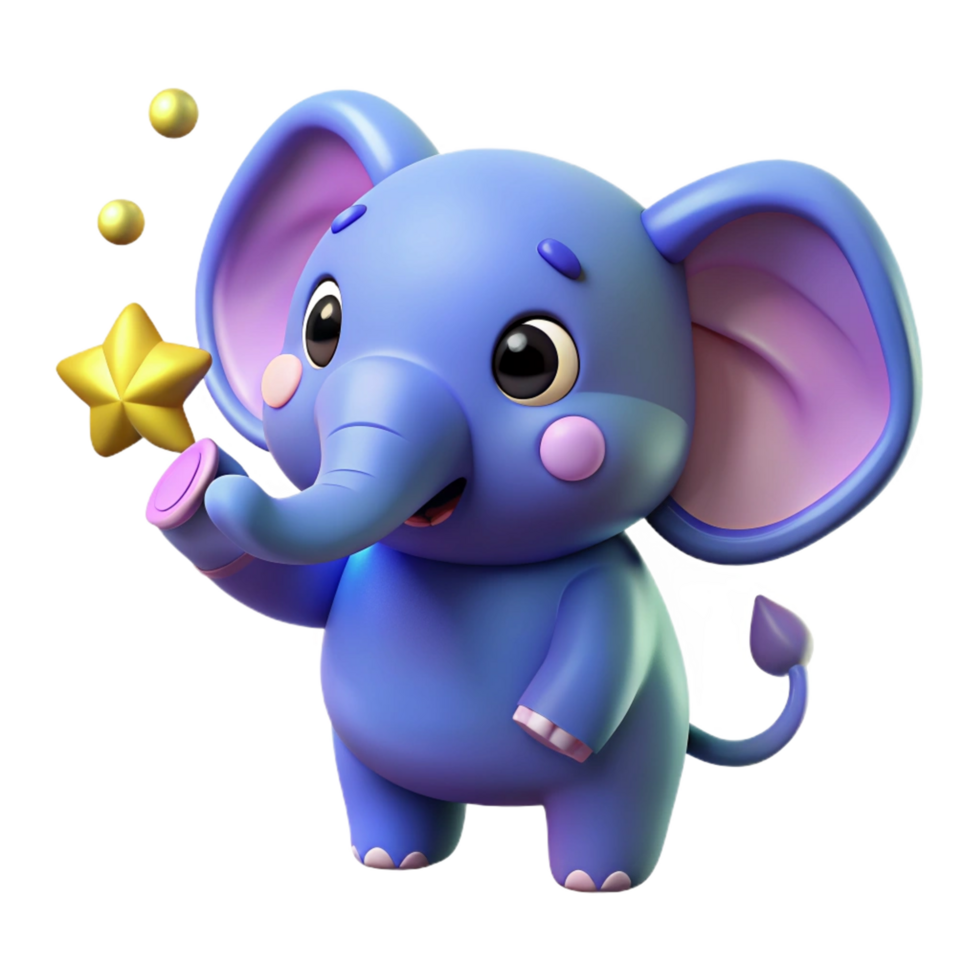 Cute Magic Elephant 3d Style png