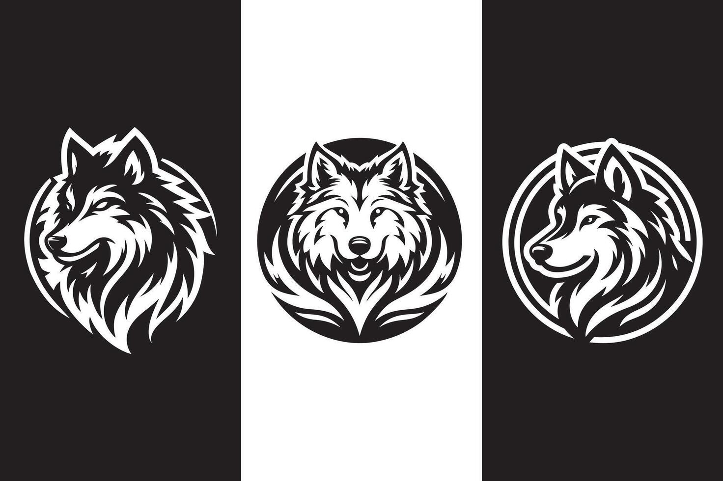 Wolf bundle silhouette design. vector