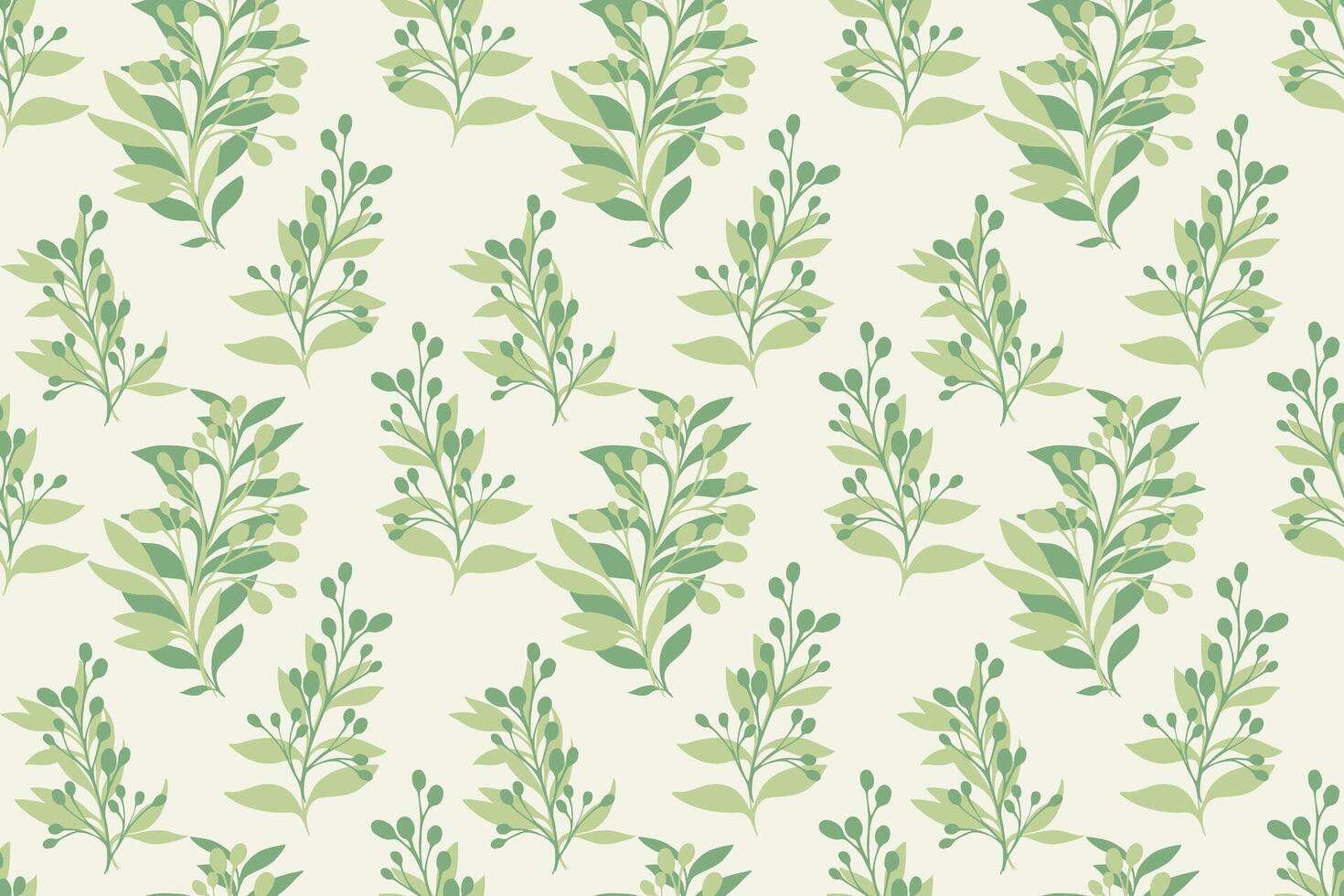 Green abstract shape branches leaves pattern. hand drawing sketch. Creative tropical floral stems seamless print on a light background. Design for fashion, fabric, wallpaper, textiles vector