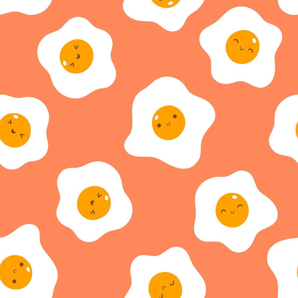 Simple seamless pattern with cute fried eggs. graphics. vector