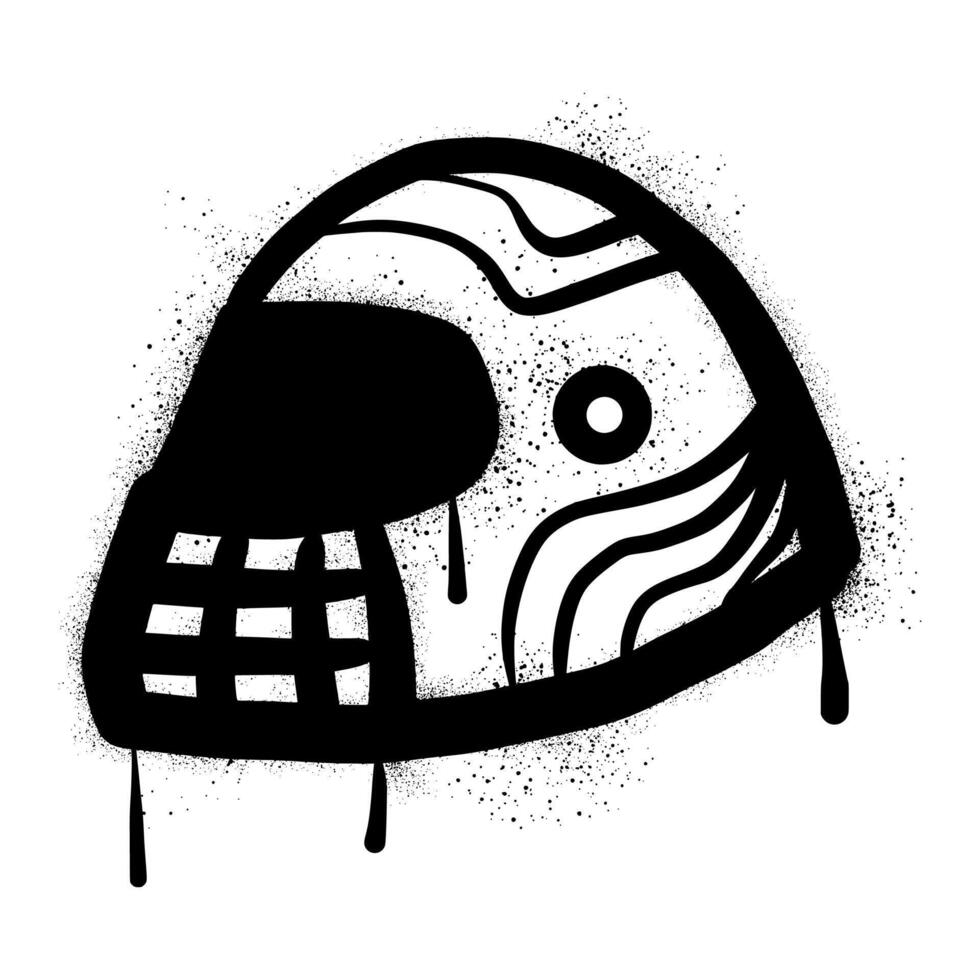 Motorcycle helmet graffiti with black spray paint vector