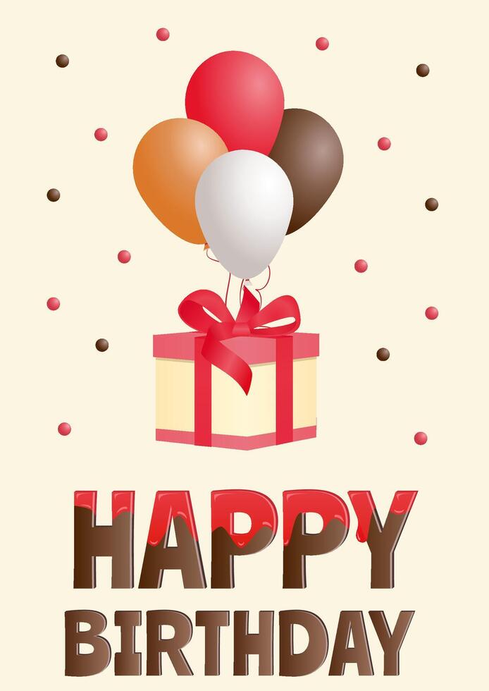 Colorful Happy Birthday poster design with gift box and balloons. Greeting card, design template for birthday celebration. vector