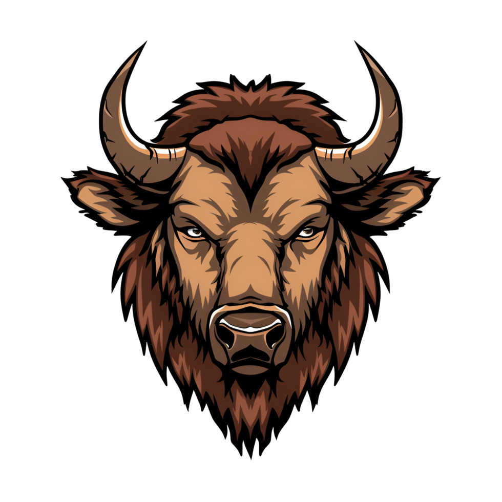 Cartoon Buffalo Logo Illustration No Background Applicable to Any Context Perfect for Print on Demand T Shirt Design png