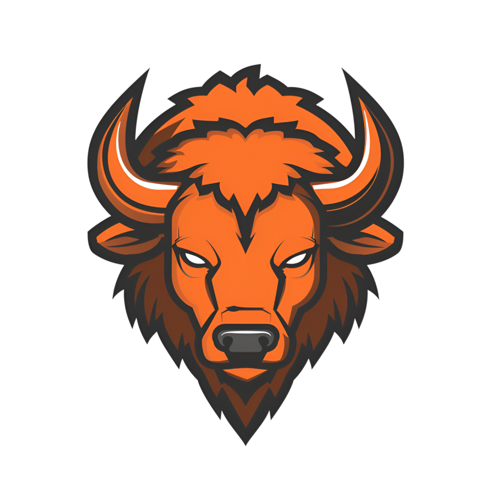 Cartoon Buffalo Logo Illustration No Background Applicable to Any Context Perfect for Print on Demand T Shirt Design png