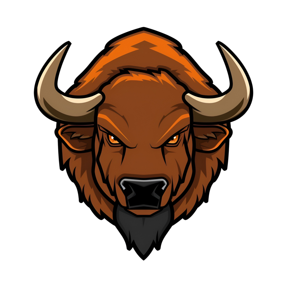 Cartoon Buffalo Logo Illustration No Background Applicable to Any Context Perfect for Print on Demand T Shirt Design png