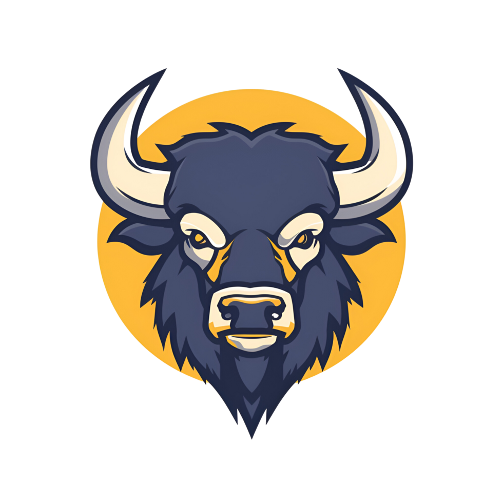 Cartoon Buffalo Logo Illustration No Background Applicable to Any Context Perfect for Print on Demand T Shirt Design png