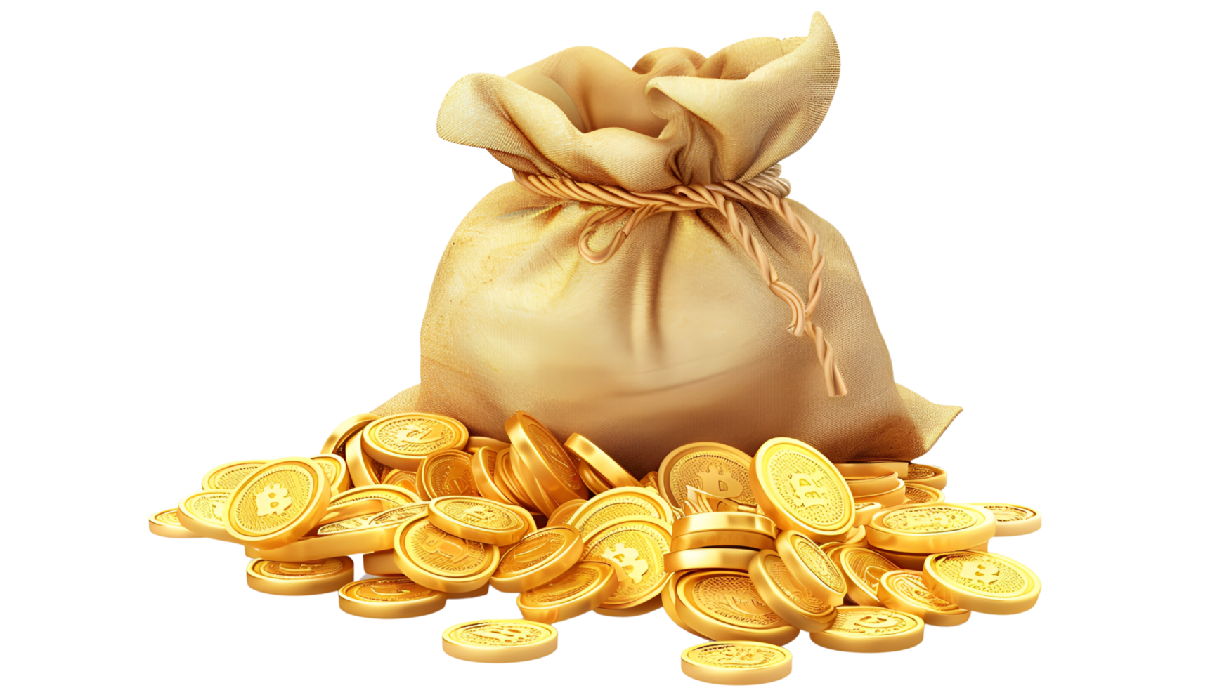 A Bag of Gold Coins No Background Perfect for Print on Demand png