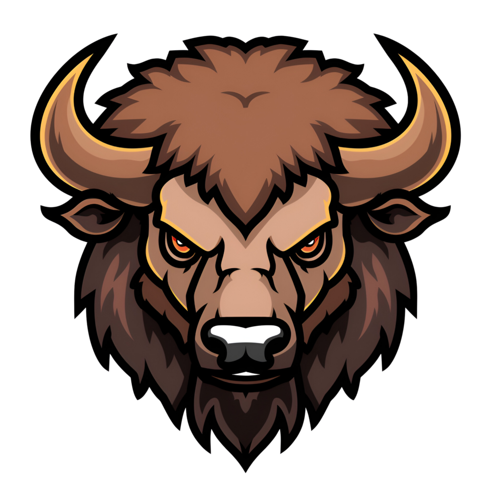 Cartoon Buffalo Logo Illustration No Background Applicable to Any Context Perfect for Print on Demand T Shirt Design png