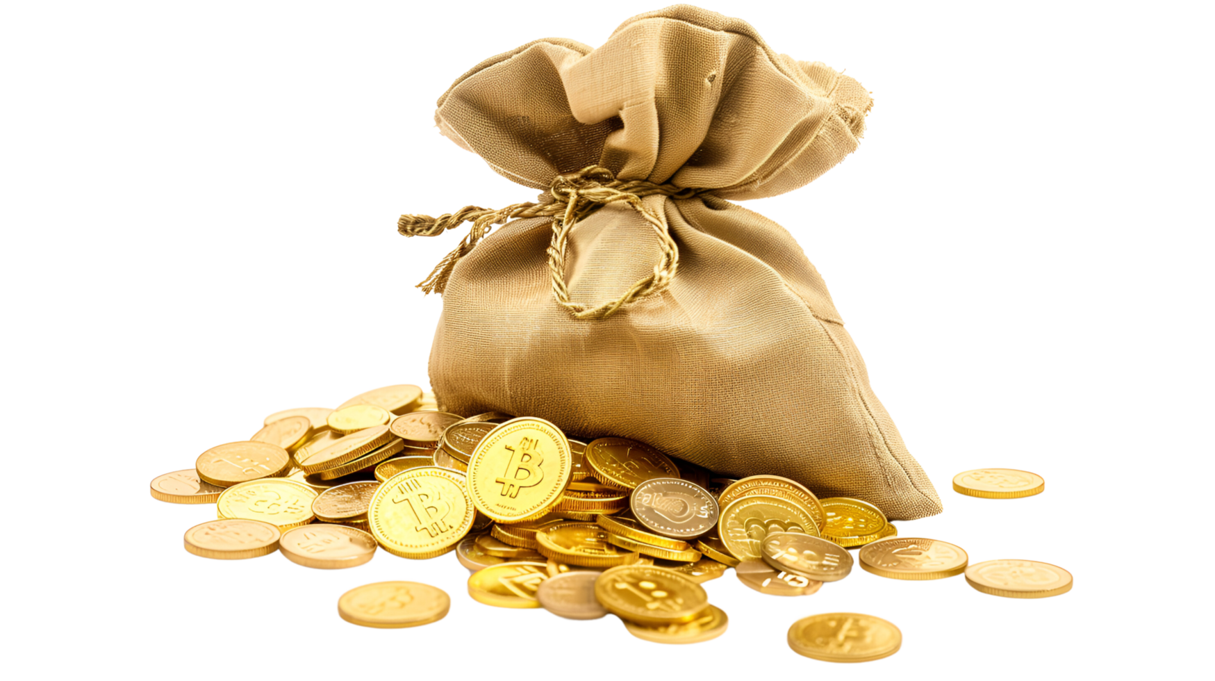 A Bag of Gold Coins No Background Perfect for Print on Demand png