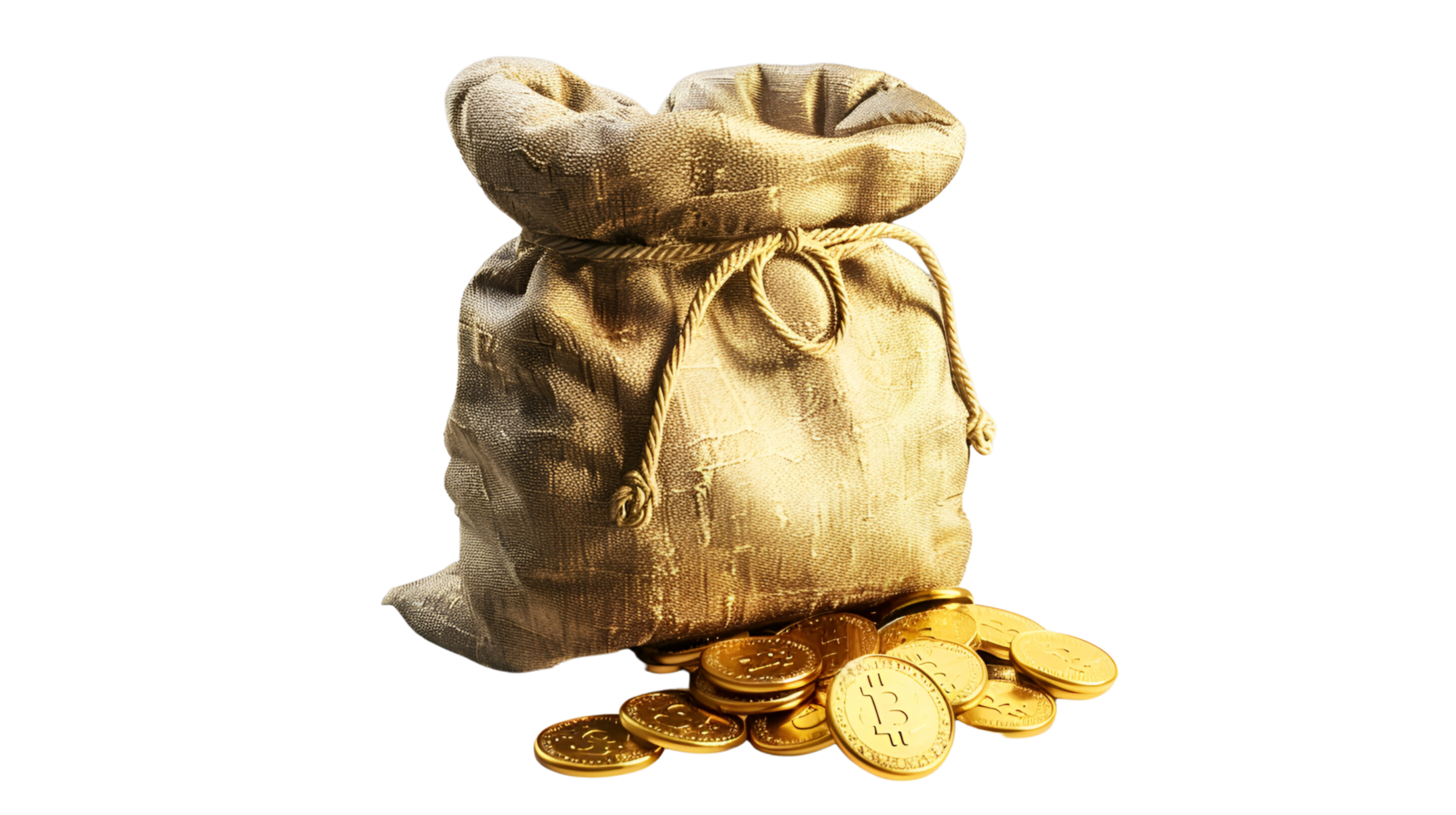 A Bag of Gold Coins No Background Perfect for Print on Demand png